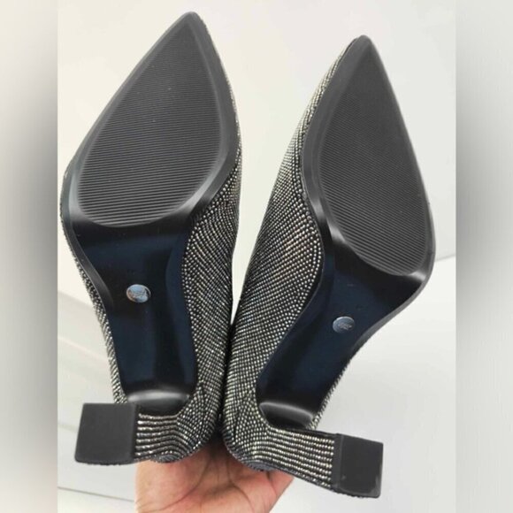 Zara - Women's Rhinestone Sparkly Tall Heeled Boots -Silver/Black. Size:10 (US). - Picture 6 of 16